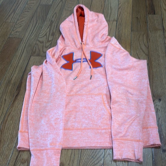 Under Armour orange hoodie sweatshirt. Size medium with ties & kangaroo pocket - Picture 1 of 5